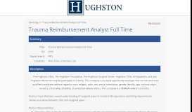 
							         Trauma Reimbursement Analyst Full Time - Hughston Clinic								  
							    