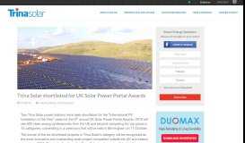 
							         Trina Solar shortlisted for UK Solar Power Portal Awards | Trina Solar								  
							    