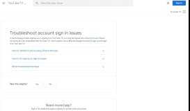 
							         Troubleshoot account sign in issues - YouTube TV Help								  
							    