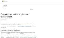 
							         Troubleshoot mobile application management - Microsoft Docs								  
							    