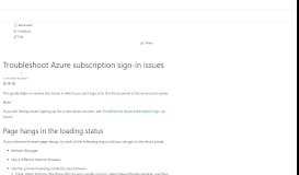 
							         Troubleshoot why you can't sign in to manage your Azure subscription								  
							    