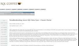
							         Troubleshooting Azure SQL Data Sync - Classic Portal - SQLCoffee								  
							    