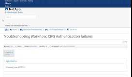 
							         Troubleshooting Workflow: CIFS Authentication failures								  
							    