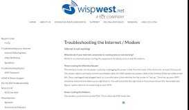 
							         Troubleshooting your Internet – Wispwest.net								  
							    