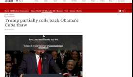 
							         Trump partially rolls back Obama's Cuba thaw - BBC News								  
							    
