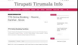 
							         TTD Online Booking - Rooms , Darshan , Sevas - Tirupati Tirumala Info								  
							    
