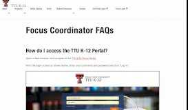 
							         TTU K-12 Portal - Coordinator FAQs - Texas Tech University ...								  
							    