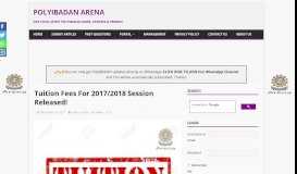 
							         Tuition Fees For 2017/2018 Session Released! | PolyIbadan Arena								  
							    