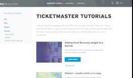
							         Tutorials – The Ticketmaster Developer Portal								  
							    