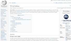 
							         TV A Crítica – Wikipédia, a enciclopédia livre								  
							    