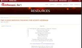 
							         TWC Cloud Services Training for Agents Webinar - TeleDomani								  
							    