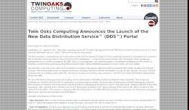 
							         Twin Oaks Computing Announces the Launch of the New Data ...								  
							    