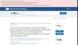 
							         Two Cases of Hemodialysis-associated Chronic Portal-systemic ...								  
							    