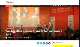 
							         Two Egyptian winners in World Summit Award 2013 | Think Marketing								  
							    