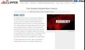 
							         Two Students Robbed Near Campus – The Clipper								  
							    