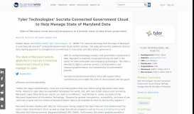
							         Tyler Technologies' Socrata Connected Government Cloud to Help ...								  
							    