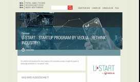 
							         U-START - Startup program by Veolia - Rethink Industry! | Pure BW ...								  
							    