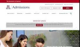 
							         UA Admissions | Welcome - University of Arizona								  
							    