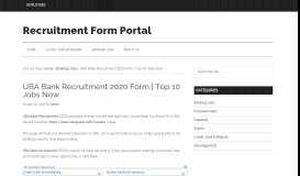 
							         UBA Bank Recruitment - Recruitment Form Portal								  
							    