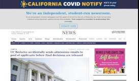 
							         UC Berkeley accidentally sends admissions emails to pool of applicants								  
							    