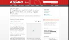 
							         UC San Diego Health treats first cancer patient with stem-cell derived ...								  
							    