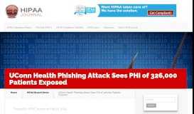 
							         UConn Health Phishing Attack Sees PHI of 326,000 Patients Exposed								  
							    