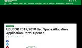 
							         UDUSOK 2017/2018 Bed Space Allocation Application Portal Opened								  
							    