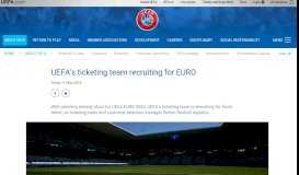 
							         UEFA's ticketing team recruiting for EURO - UEFA.com								  
							    