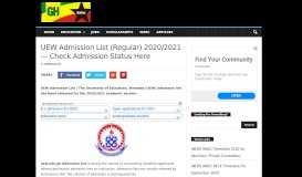 
							         UEW Admission List (Regular) 2019/2020 | Check Admission Status ...								  
							    