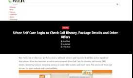 
							         Ufone Self Care Login to Check Call History, Package ... - Web.pk								  
							    
