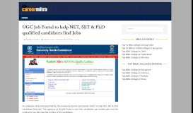 
							         UGC Job Portal to help NET, SET & PhD qualified candidates find ...								  
							    