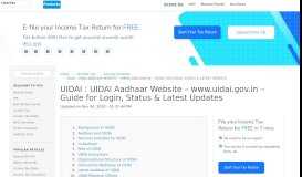 
							         UIDAI Aadhaar Website - www.uidai.gov.in - Login, Status & Latest ...								  
							    