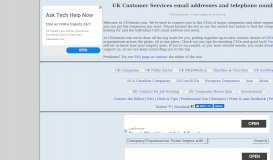 
							         UK Customer Services email addresses and telephone numbers								  
							    