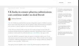 
							         UK looks to ensure pharma submissions can continue under no deal ...								  
							    