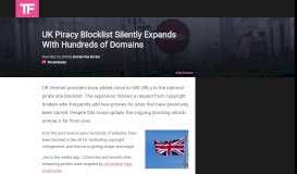 
							         UK Piracy Blocklist Silently Expands With Hundreds of Domains ...								  
							    