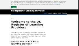 
							         UK Register of Learning Providers								  
							    