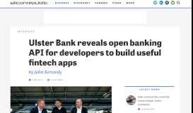 
							         Ulster Bank reveals open banking API for developers to build useful ...								  
							    