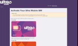 
							         Ultra Mobile Activation								  
							    