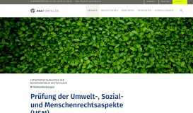 
							         Umwelt-, Sozial und Menschenrechtsaspekte - AGA-Portal								  
							    