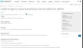 
							         Unable to login to a Quest Authentication Services (QAS) host ...								  
							    