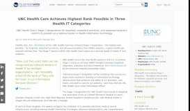 
							         UNC Health Care Achieves Highest Rank Possible in Three Health IT ...								  
							    