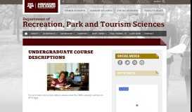 
							         Undergraduate Course Descriptions - Recreation Park ... - RPTS TAMU								  
							    