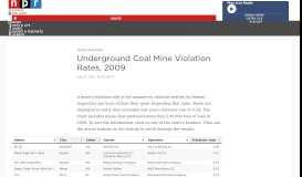 
							         Underground Coal Mine Violation Rates, 2009 : NPR								  
							    