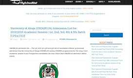 
							         UNIABUJA Admission List for 2018/2019 Session Now Available Online								  
							    