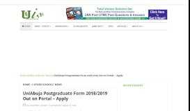 
							         UniAbuja Postgraduate Form 2018/2019 Out on Portal - Apply - Unn Info								  
							    