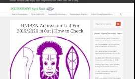 
							         UNIBEN Admission List For 2019/2020 is Out | How to Check								  
							    