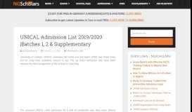 
							         UNICAL Admission List (Merit) 2018/2019 [UTME & Direct Entry] Out								  
							    