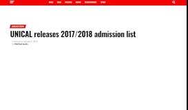 
							         UNICAL releases 2017/2018 admission list - Daily Post Nigeria								  
							    