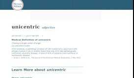 
							         Unicentric Medical Definition | Merriam-Webster Medical ...								  
							    