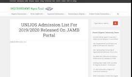 
							         UNIJOS Admission List For 2019/2020 Released On JAMB Portal								  
							    